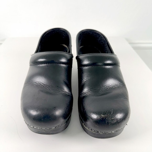 Dansko‎ Black Leather Professional Clogs Slip On Shoes Womens Size 38 - Picture 2 of 13